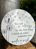 8” Tin Dandelion Sign — "Make a Wish"