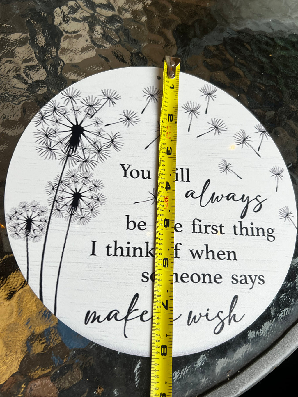 8” Tin Dandelion Sign — "Make a Wish"