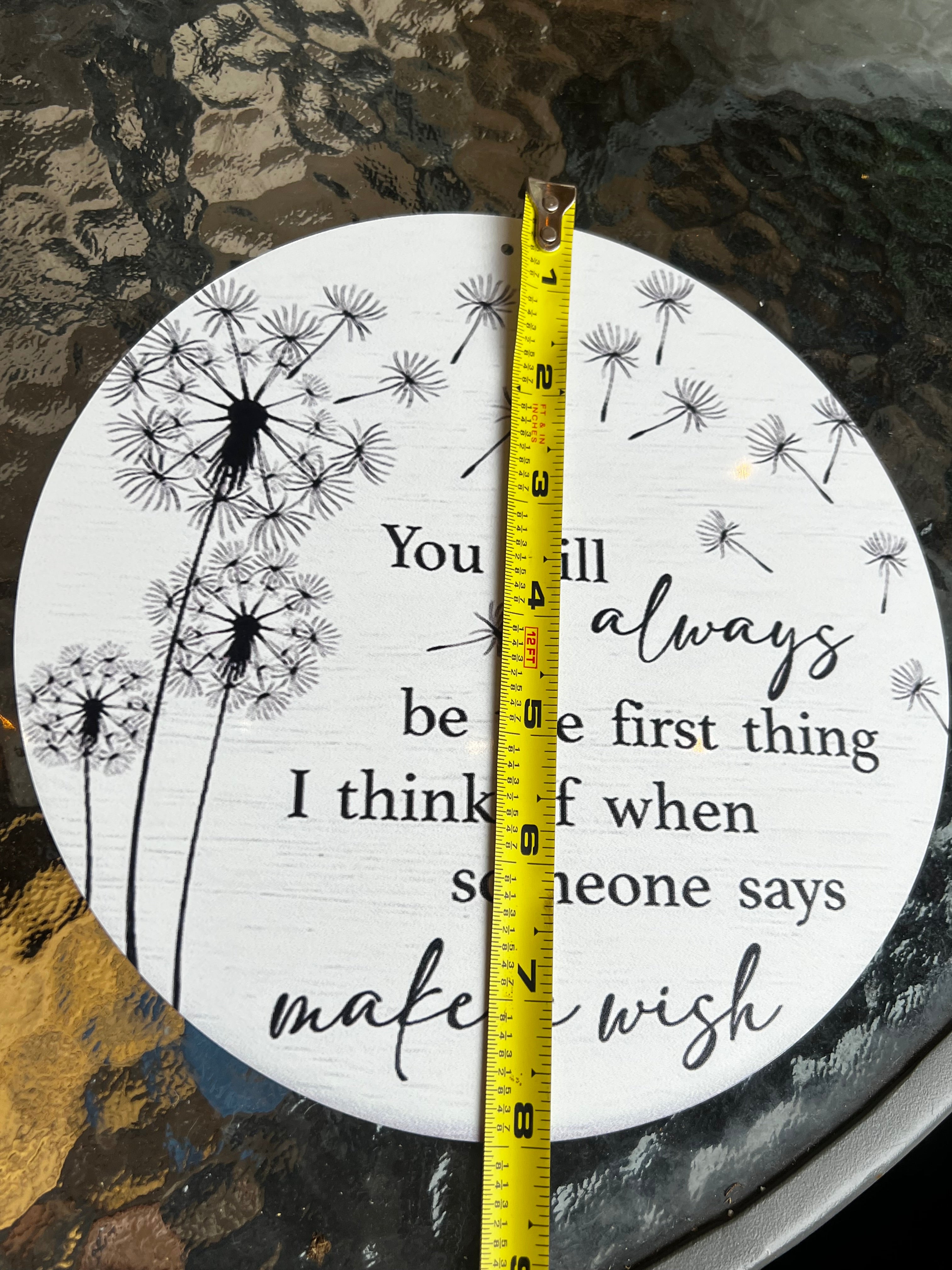 8” Tin Dandelion Sign — "Make a Wish"